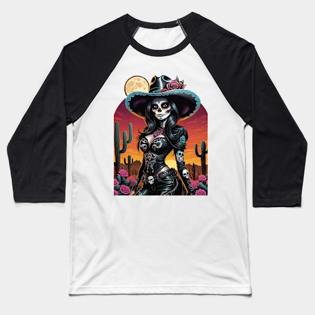 Wild West Woman Baseball T-Shirt by Absinthe Society 